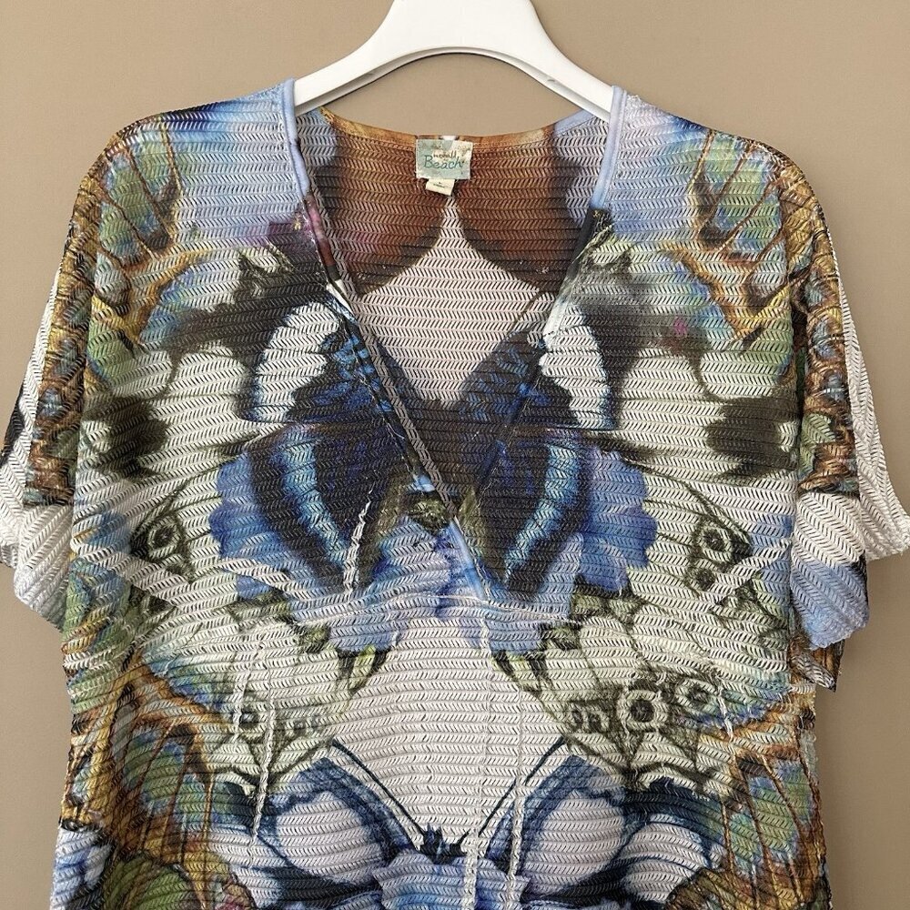 Boho One World Butterfly Swimsuit Cover Up Women L Floral Beach Bohemian Hippie - Picture 3 of 8